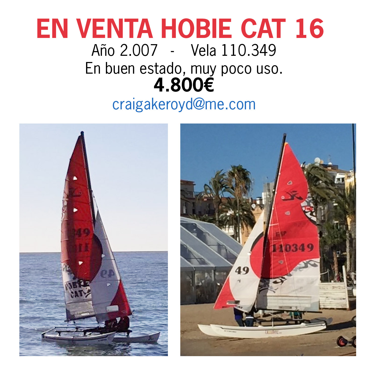 Venta Hobie Cat 16 – 3.300€